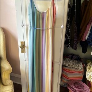 City Chic Gelato Stripe Colorful Striped Maxi Dress - Sunset